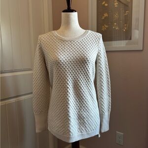 Athleta Cream Textured Crew Neck Sweater